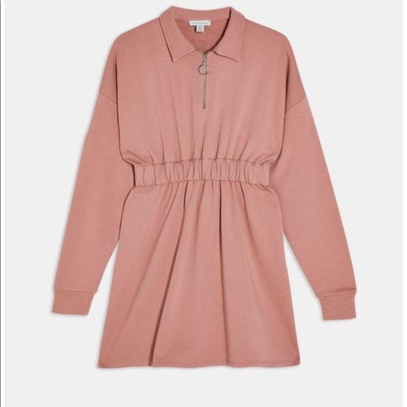 Topshop Women's Pink Quarter Zip Long Sleeve Minidress - Picture 3 of 8